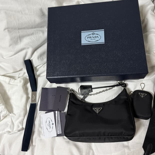 프라다 리에디션 2005 리나일론 숄더백 블랙