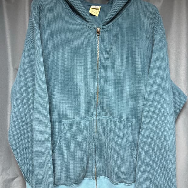 [L] 카키스 와플 후드 집업 Teal