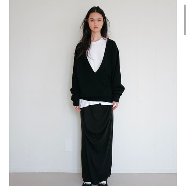 리포스 셔링 맥시스커트 검정롱치마