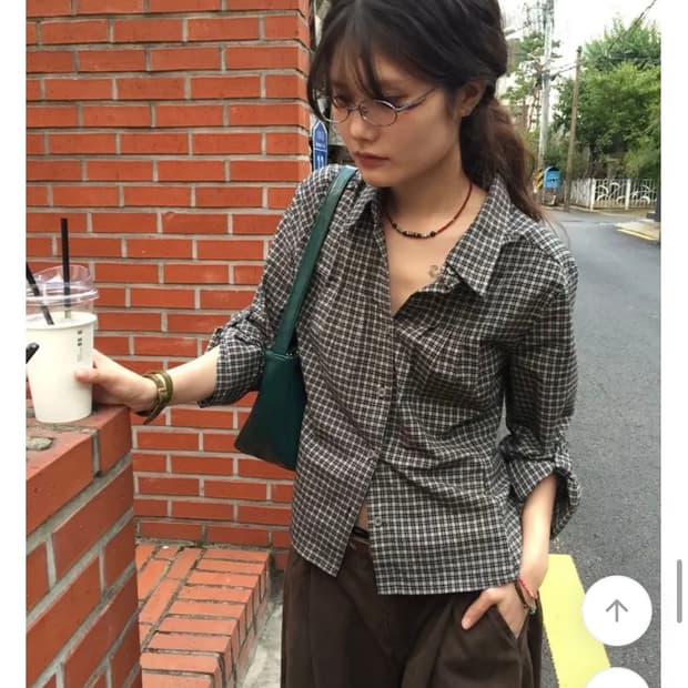 모래하우스 체크 롤업 셔츠 블랙