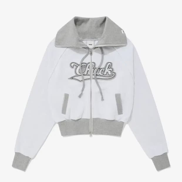 척 리버스 크롭 카라 집업