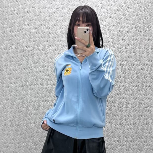 아디다스 올드스쿨 아르헨티나 연하늘 져지 집업 S C13222