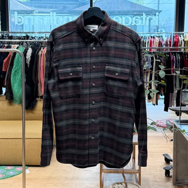 이자벨마랑 버건디 플란넬 체크 셔츠 