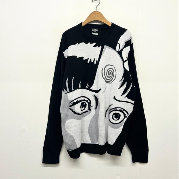 이토준지 우즈마키 만화 프린팅 니트티