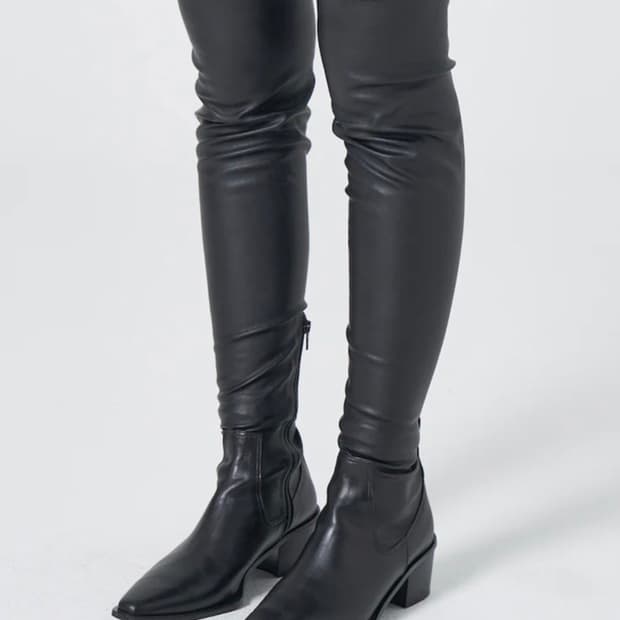 준지 스트레치 레더 싸이하이 롱부츠 JW27K2WC05