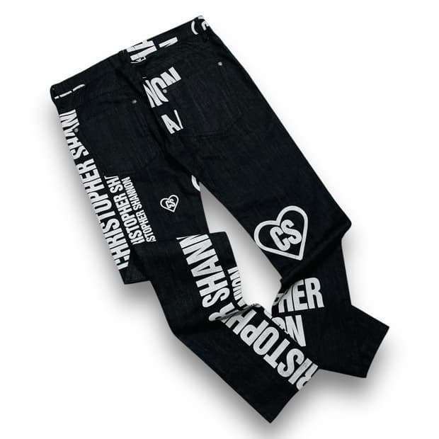 크리스토퍼 섀넌 스펠아웃 러브 로고 데님 팬츠