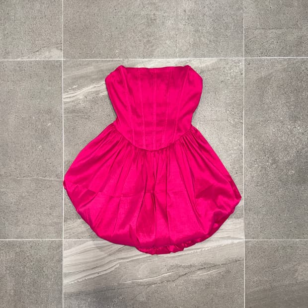 Hot pink balloon satin corset ops 