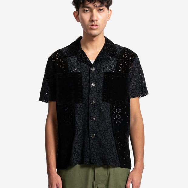 앤더슨벨 하프 시어 플라워 셔츠 M