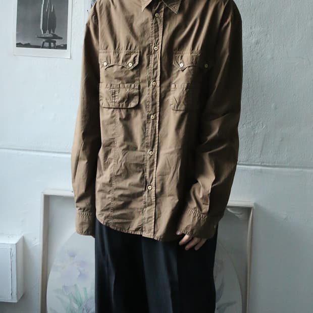 카발리 브라운 웨스턴 셔츠