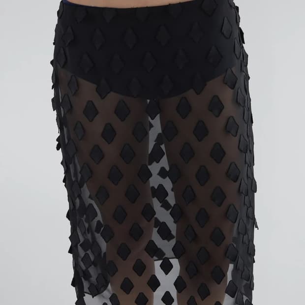 [36,38]팔로마울 TRIS 시어 미디 스커트