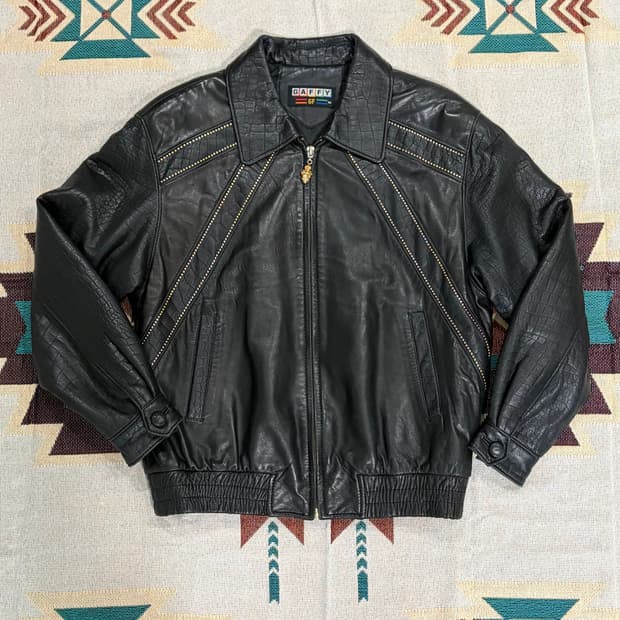 GAFFY stud phython leather jacket