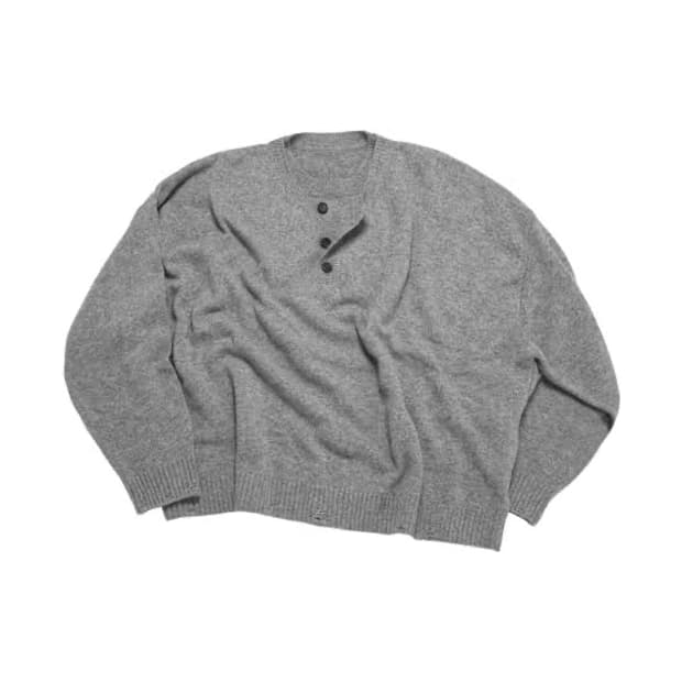 mjd 콘트라스트 넥 캐시 크롭 니트 L