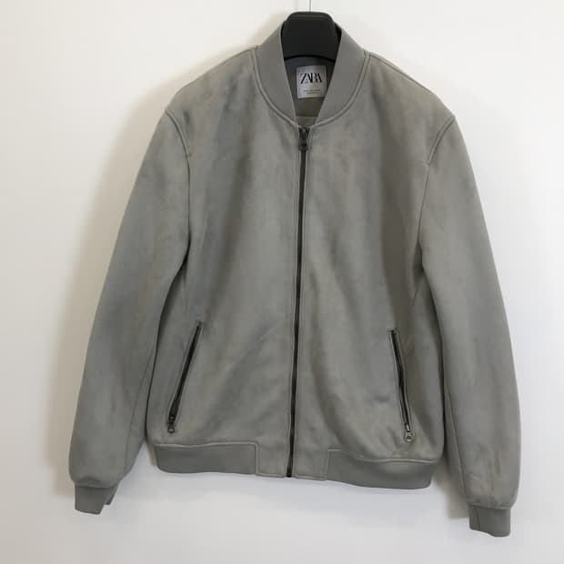 자라 그레이 스웨이드레더 블루종 [XL]