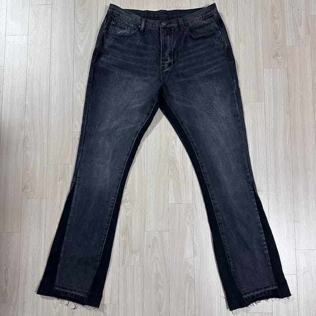 MNML 미니멀 페이디드 블랙 플레어 데님 팬츠 34