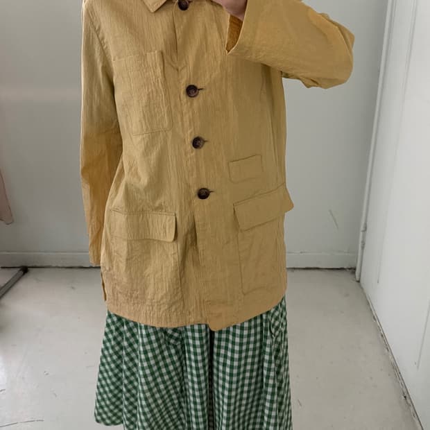 일본빈티지 엘로우 나일론 자켓 코트