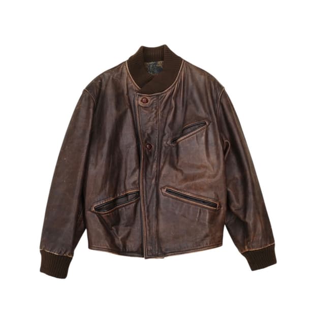 80s 휴고보스 카우하이드 레더 자켓
