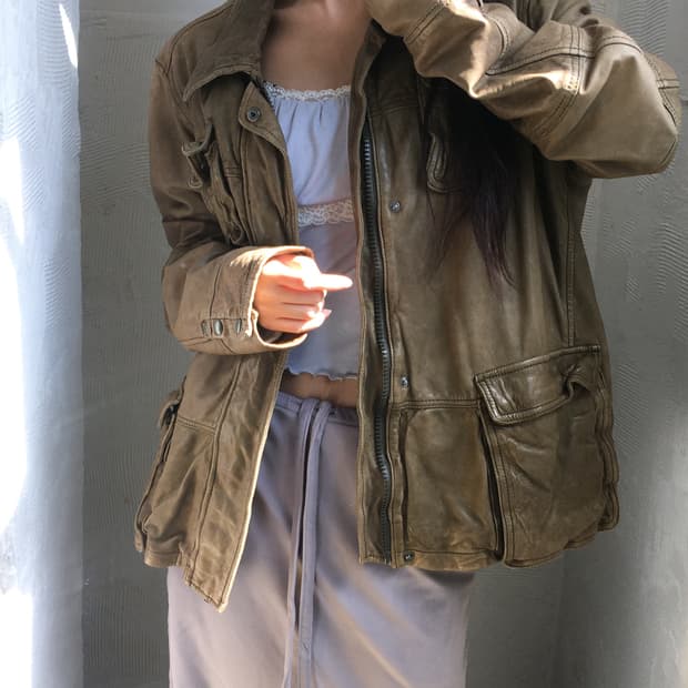 Diesel 디젤 유틸리티 레더 집 자켓