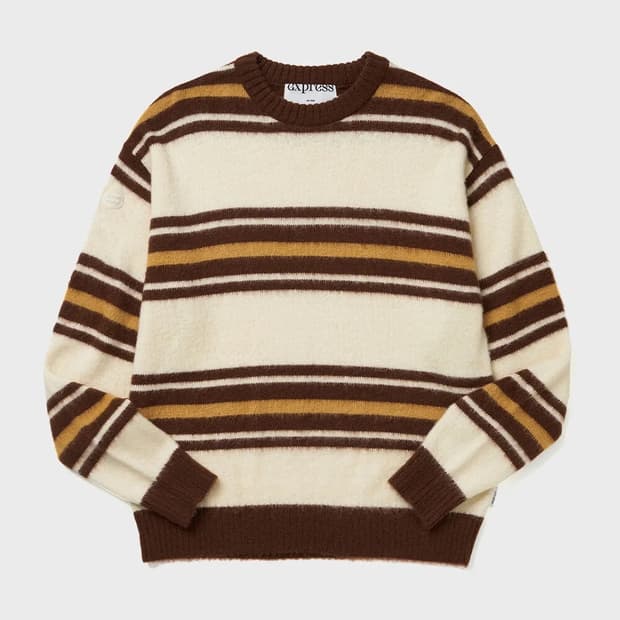 익스프레스 홀리데이 스트라이프 모헤어 니트_브라운