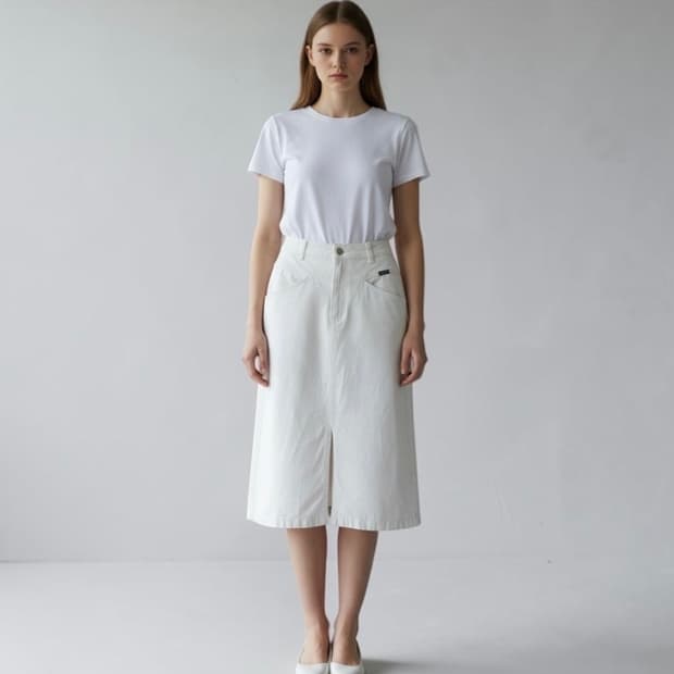 .64/ 시스템 23FW 화이트 코튼 스커트