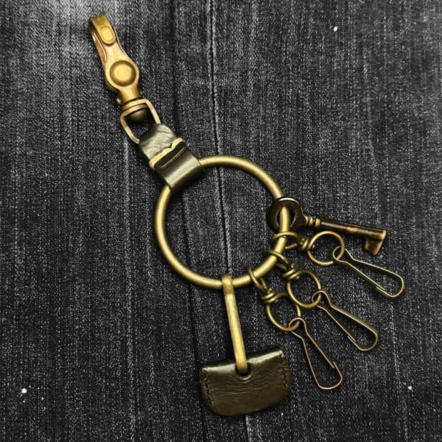 빈티지 스타일 브라스 키체인 열쇠고리 키링 세트