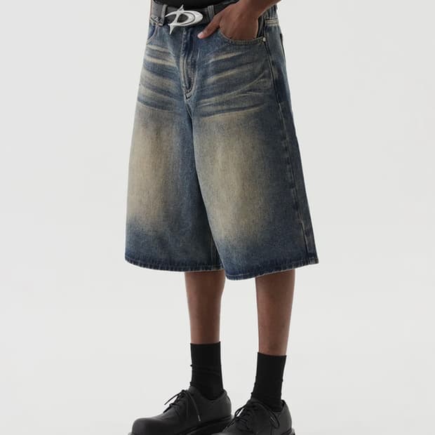 [XL] DNSR 디앤에스알 시그니처 버뮤다 데님 팬츠 머드