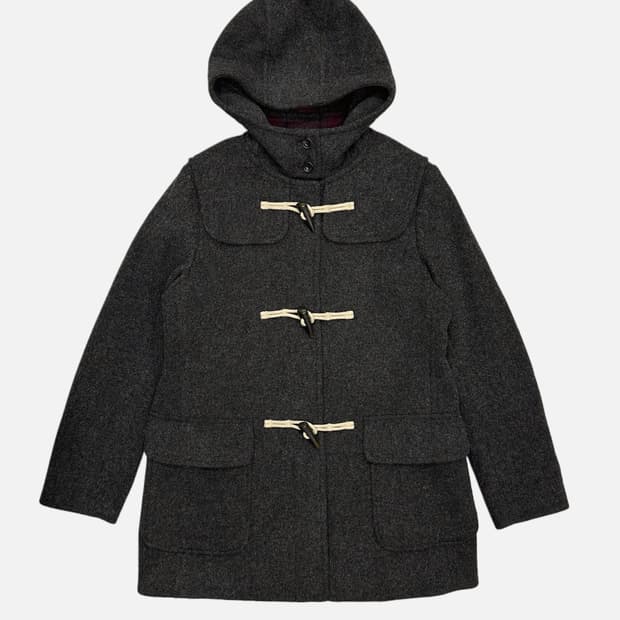 wool blend charcoal duffle coat
