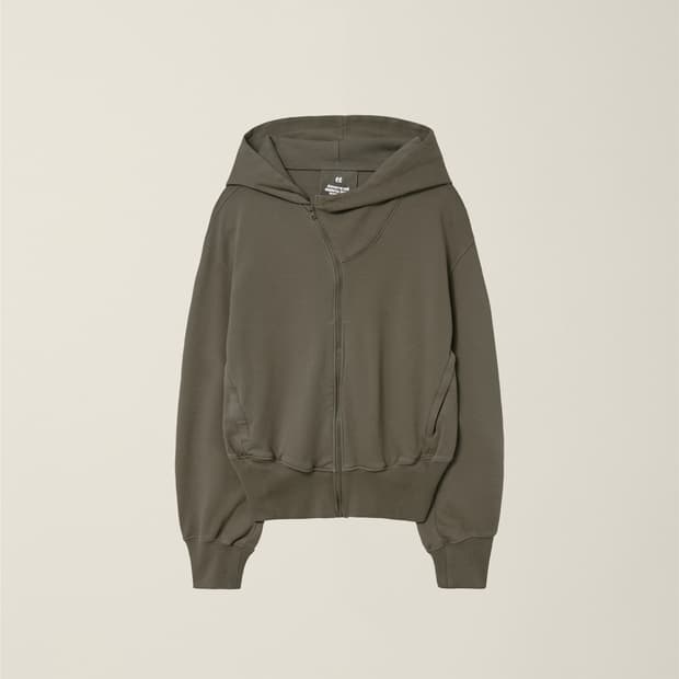 EE 커브드 후드집업 모카 XL