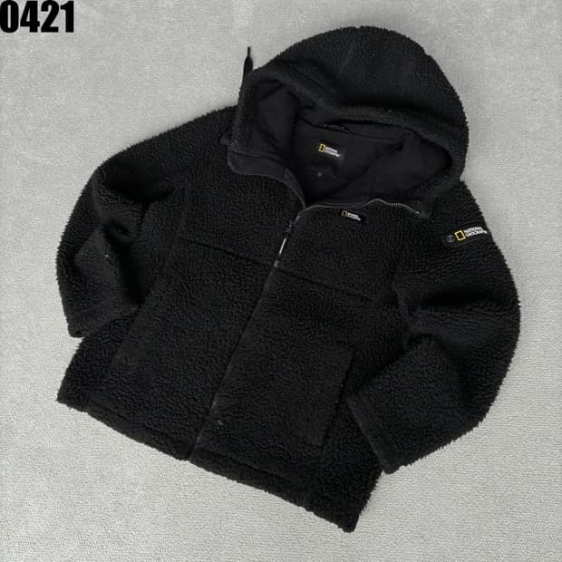 내셔널지오그래픽 후리스 후드집업 블랙 L