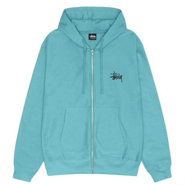 스투시 베이직 스투시 후드 집업 오션 2024 XL