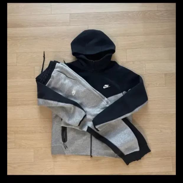 나이키 테크팩 테크플리스 셋업 블랙 그레이 xxl