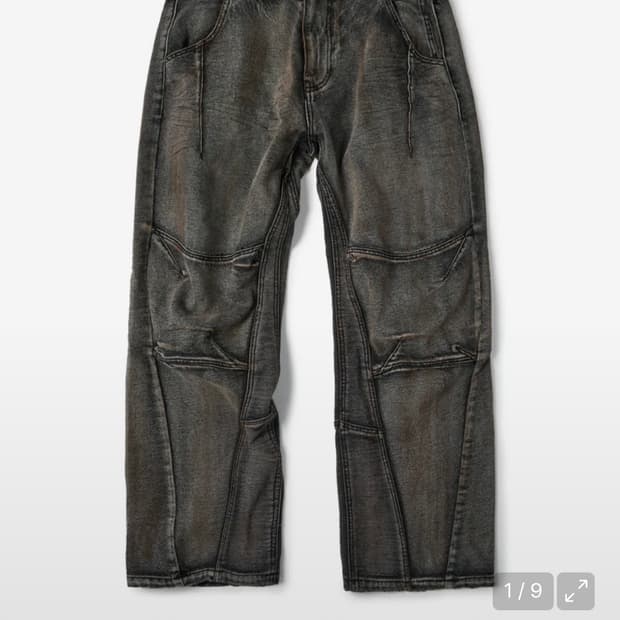 ETCE CURVED PANEL DENIM PANTS (GRAY)