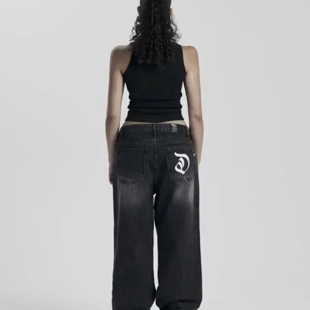 오도어 나스 로우 와이드 데님 블랙 1size