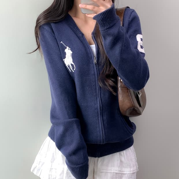 폴로 빅포니 니트 집업