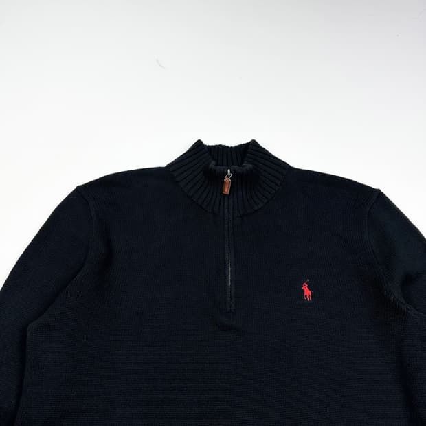 폴로 랄프로렌 포니 블랙 반집업 니트 (M)