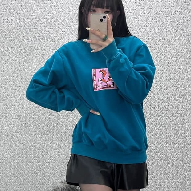 디스이즈네버댓 올드스쿨 키치 카툰프린팅 약기모 맨투맨 M C09630