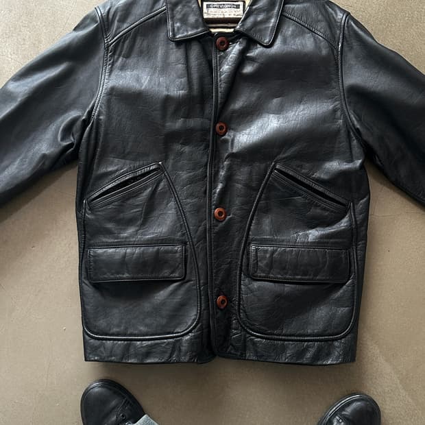 쉐비뇽 소가죽 레더 카코트