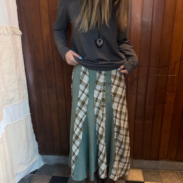 green eye patchwork skirt