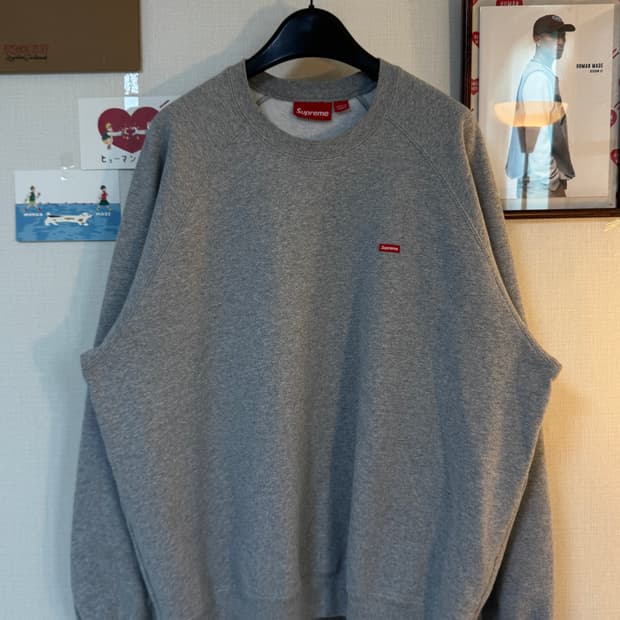 (2XL)슈프림 스몰 박스 크루넥 맨투맨 헤더 그레이 - 24FW