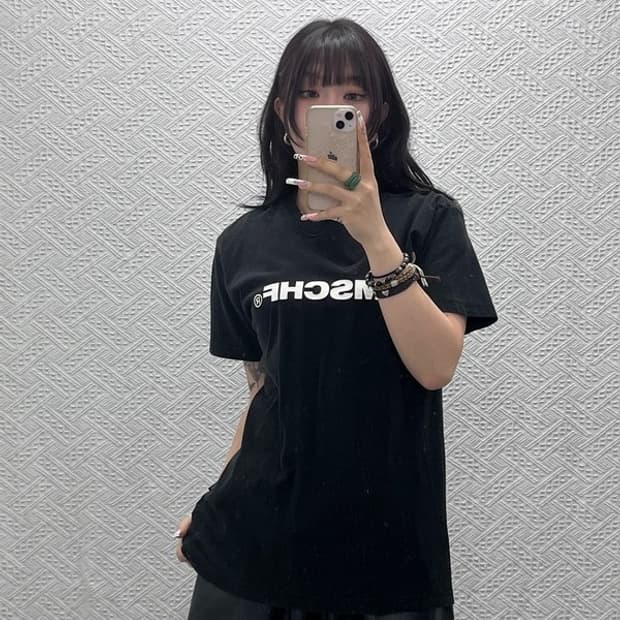 미스치프 빈티지 캐주얼 빅로고 프린팅 반팔티 95 C11387