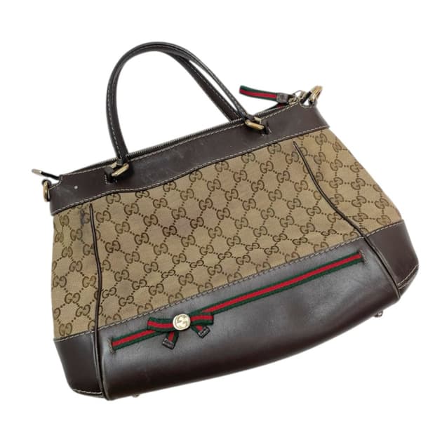 구찌 GUCCI 브라운 GG 캔버스 메이페어 핸드백