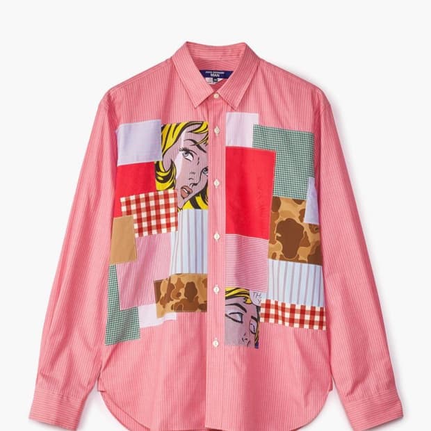 꼼데가르송 준야와타나베 로이 리히텐슈타인 패치워크 셔츠