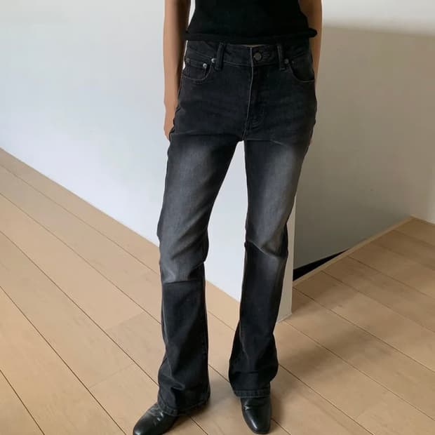 밀리언코르 7163 부츠컷 데님팬츠 블랙