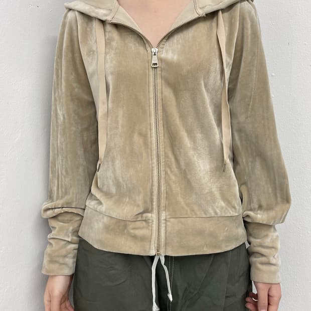 dkny 벨벳 로고 후드집업