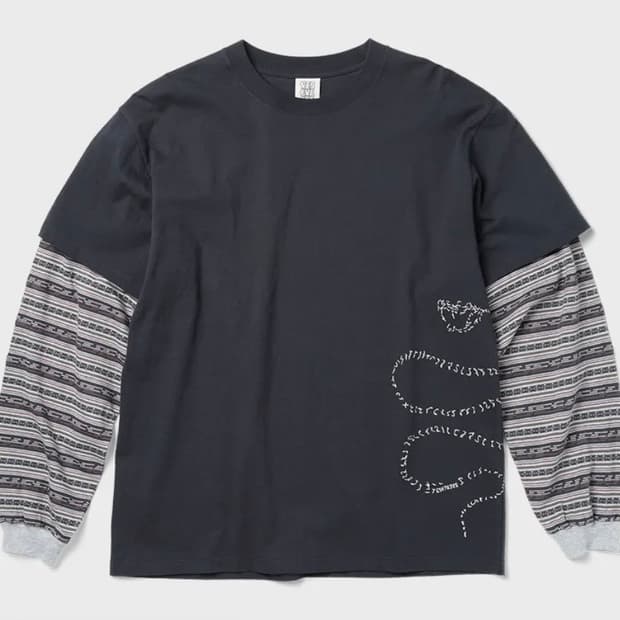 예스아이씨 Jacquard Stripe Layerd 롱슬리브 차콜