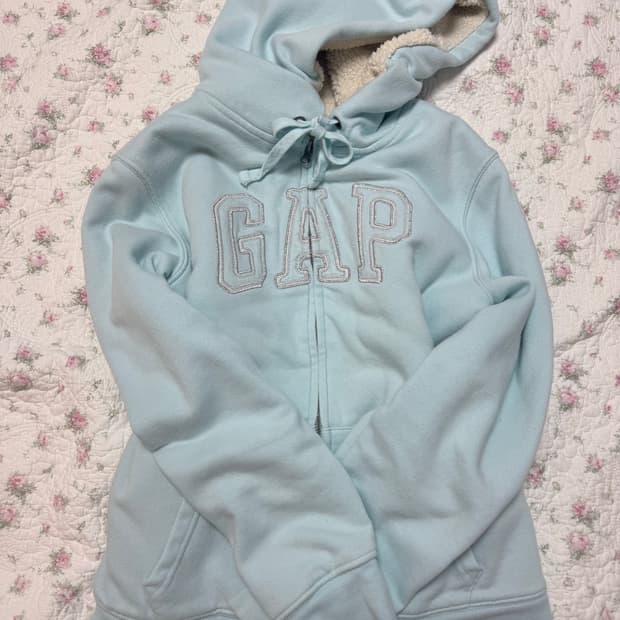 갭 양털 후드 집업 하늘 스카이블루