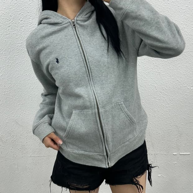 폴로 랄프로렌 네이비포니 그레이 후드집업 XL