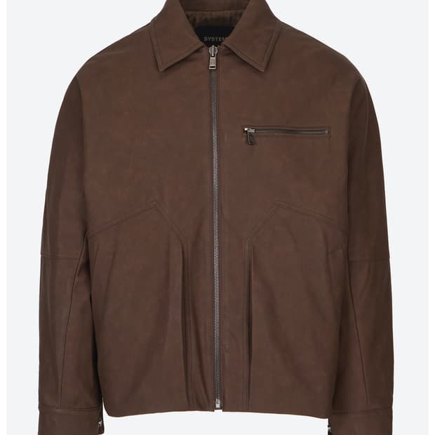 [48]시스템옴므 레더 이펙트 집업 자켓