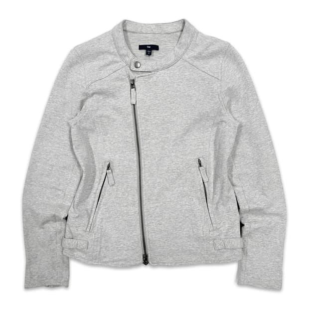 빈티지 GAP 그레이 사선 집업 바이커 자켓