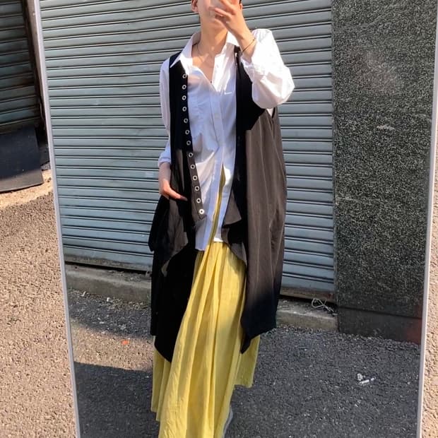 라임 코튼 스커트