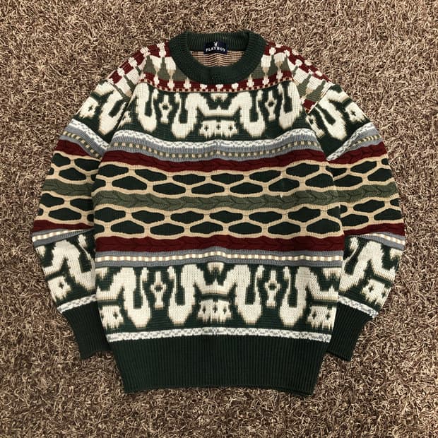 플레이보이 빈티지 패턴 니트 스웨터